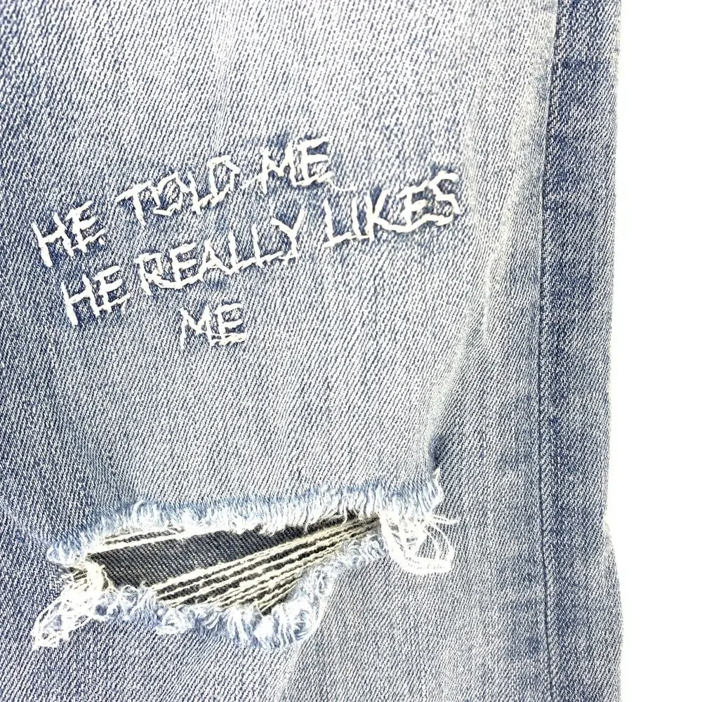 MM Vintage Jeans Women's Sz 26 Distressed Flare Crop Mid Rise Blue Five Pockets - Picture 7 of 8